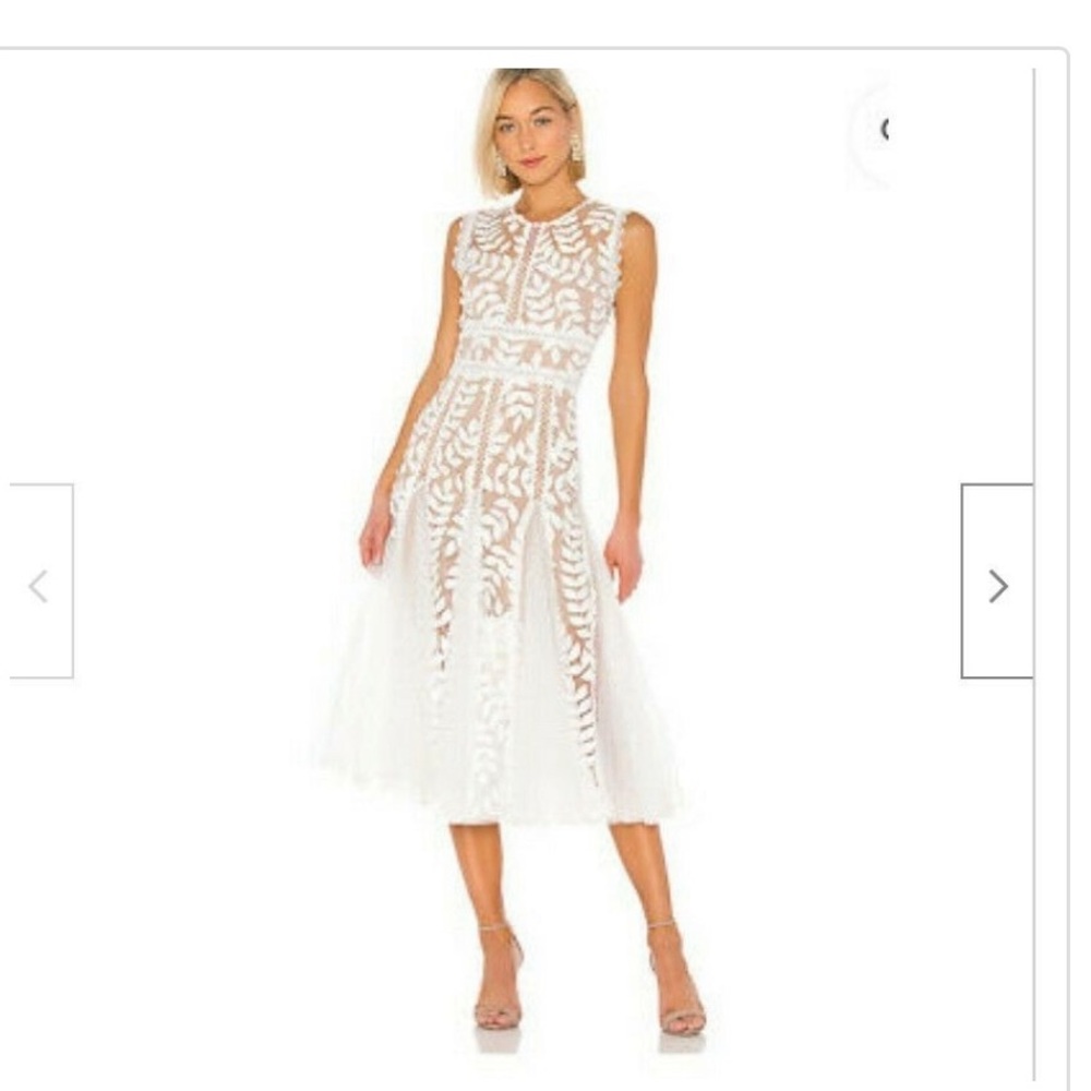 White tulle lace Bronx and Banco Saba midi dress